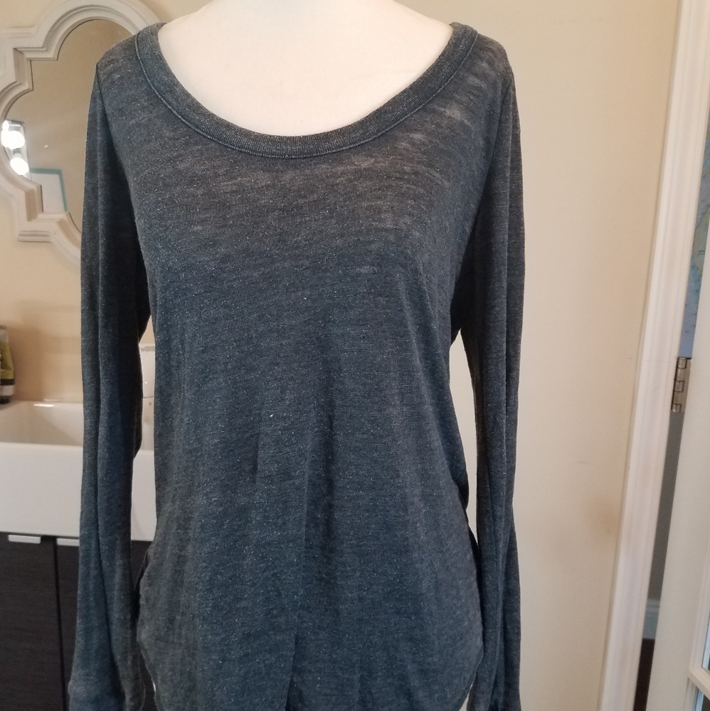 Blue-grey cotton shirt with weaved back